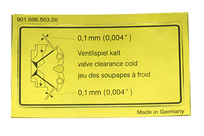 Porsche Valve Clearance Decal - 911/914 65-89 901-006-503-00
