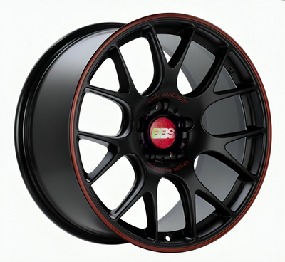 Porsche Wheel 19x8.5 ET48 Satin Black/Red Lip CH127NE