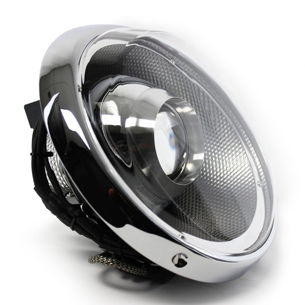 Porsche 911 Raven S Gunmetal LED Headlight Set w/ Black Trim Clear Lens