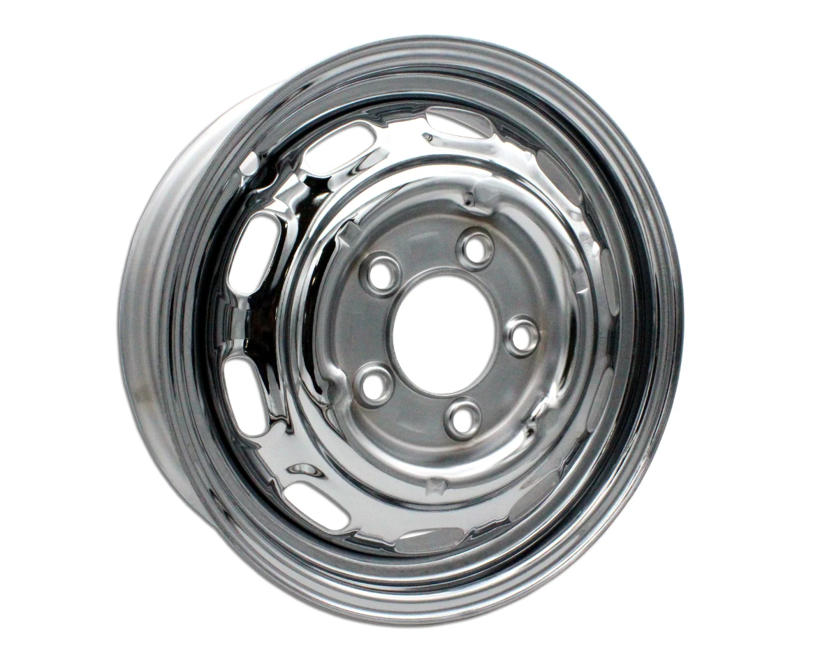 Porsche 15 x 5.5 Chrome Plated Disc Brake Wheel - Chrome - 356C - 911 - 912 | 901-361-022-10