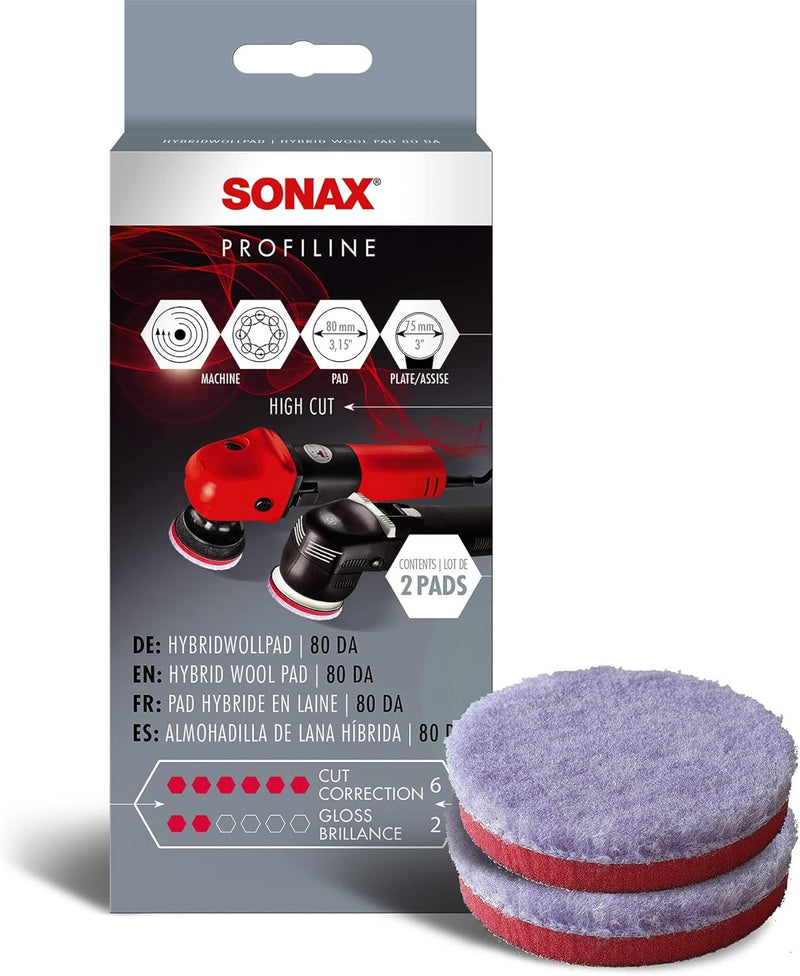Sonax Hybrid Wool Pad 80 DA - 3 Inch - Pack Of 2