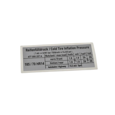 Tire Pressure Decal - 924 | 1976-1988