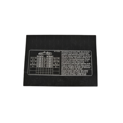 Tyre Pressure Data Plate - Boxster | 2005-2008