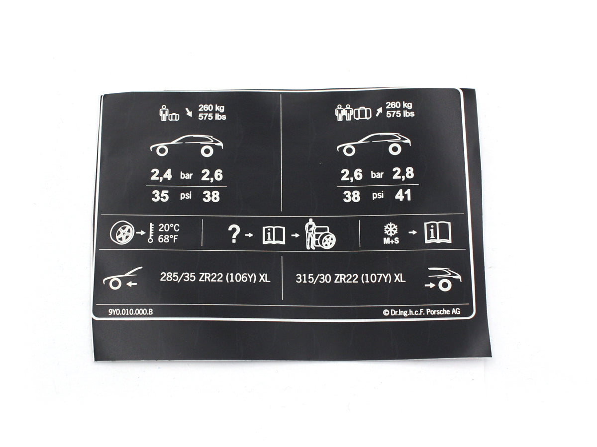 Tyre Pressure Data Plate - Cayenne | 2019-2023