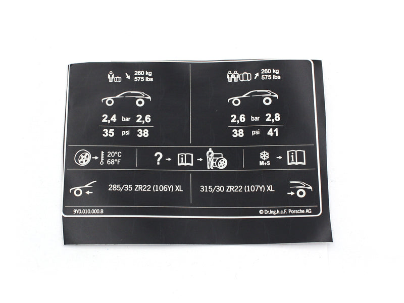 Tyre Pressure Data Plate - Cayenne | 2019-2023