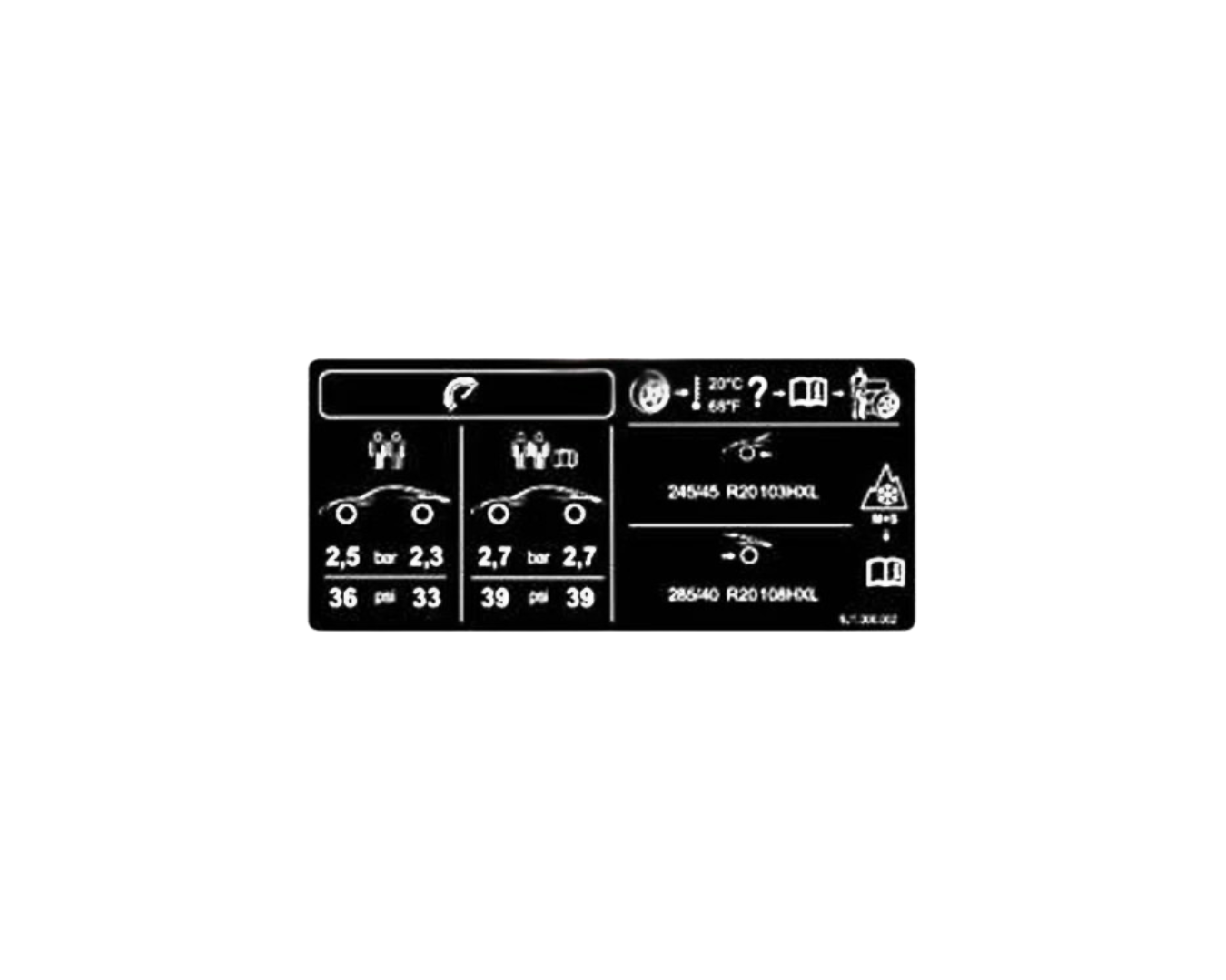 Tyre Pressure Data Plate - Taycan | 2020-2026