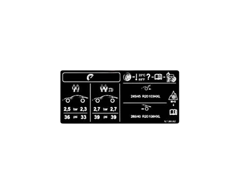 Tyre Pressure Data Plate - Taycan | 2020-2026