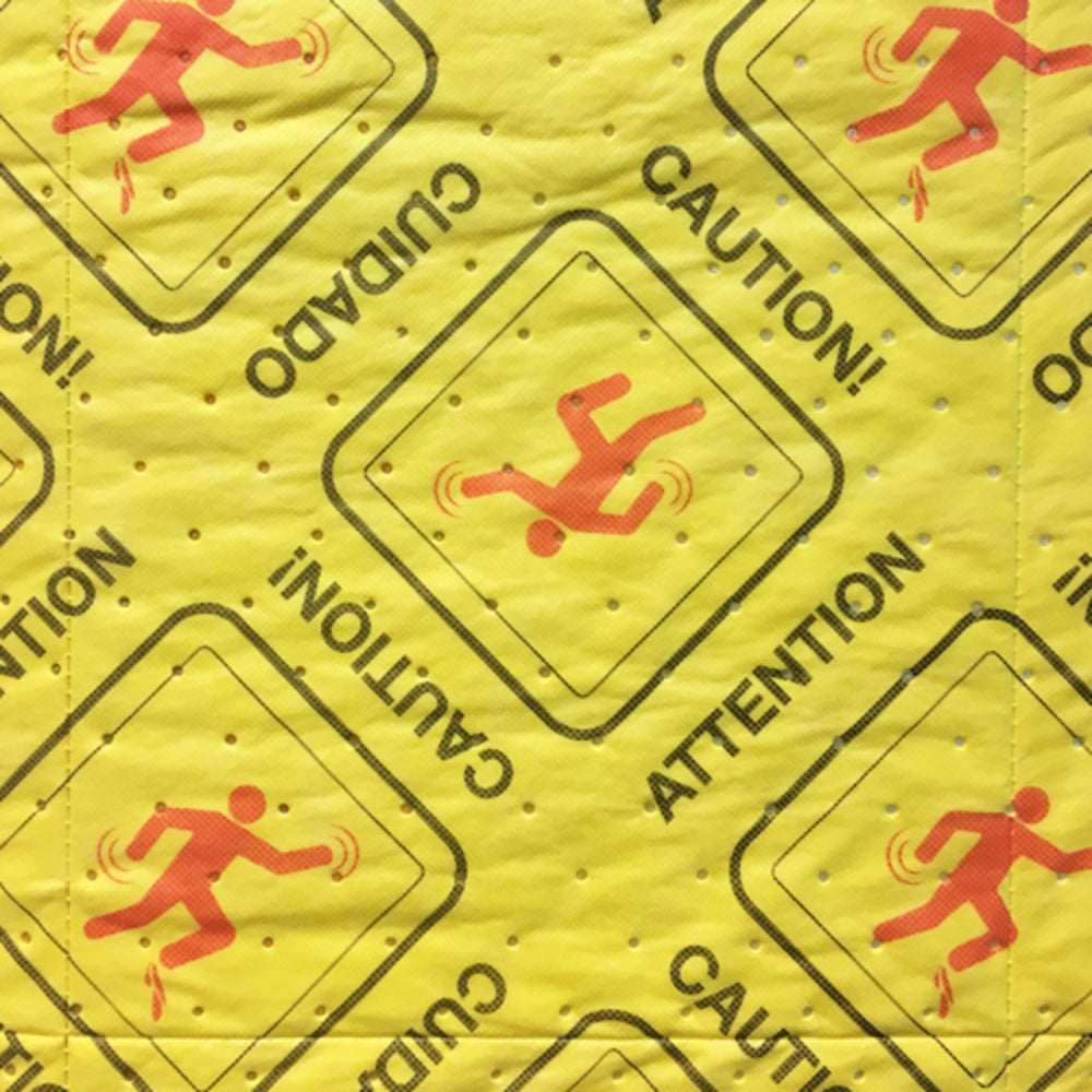 Yellow Caution Absorbent Pads - 16 Inch X 18 Inch