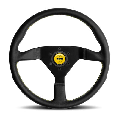 Momo Montecarlo Yellow Stitch Steering Wheel, 350 mm - Sierra Madre Collection