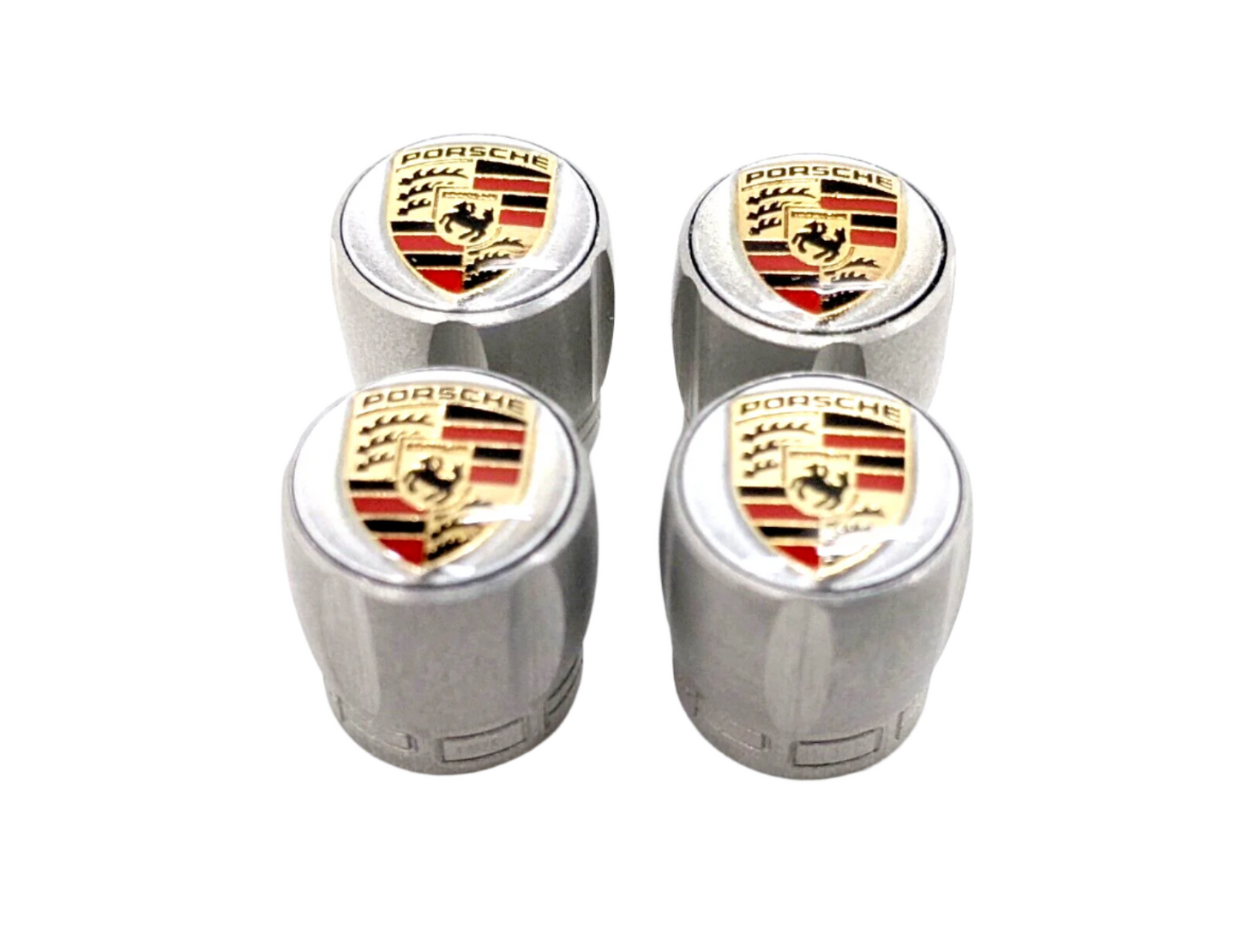 Valve Stem Caps Set Silver with Colored Porsche Crest - Sierra Madre Collection