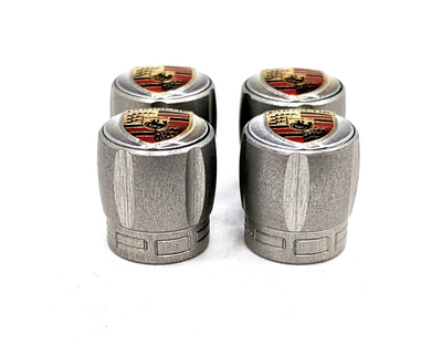 Valve Stem Caps Set Silver with Colored Porsche Crest - Sierra Madre Collection