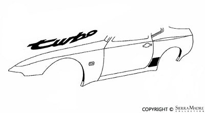 944 Turbo Fender Decal, Black (85-91) - Sierra Madre Collection