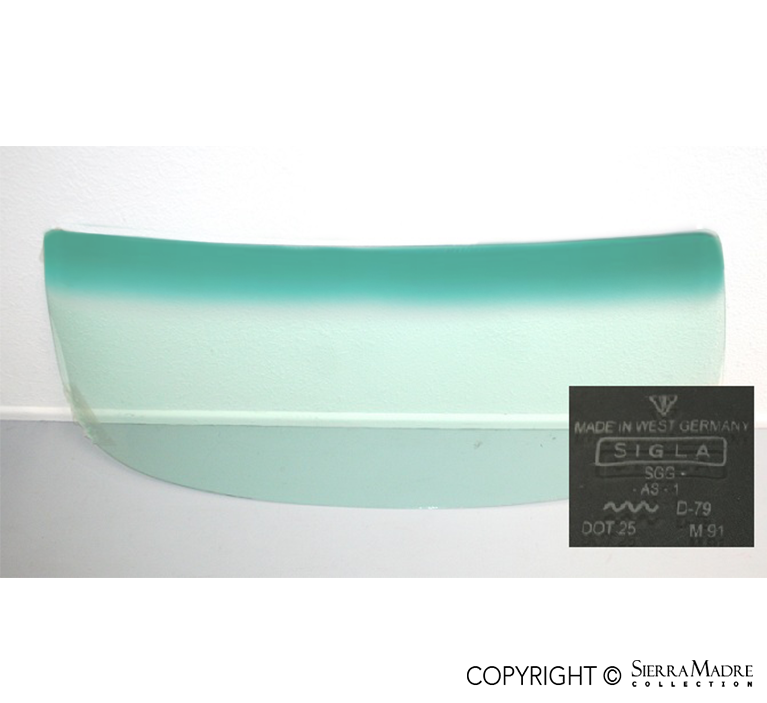 Windshield Glass, Tinted With SIGLA Logo and Green Band, 911/912/930/912E (65-84) - Sierra Madre Collection
