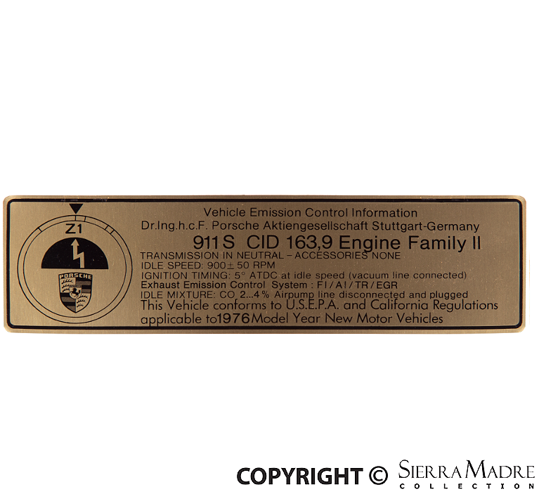 Adjusting Exhaust Decal, 911S/Carrera (76-77) - Sierra Madre Collection