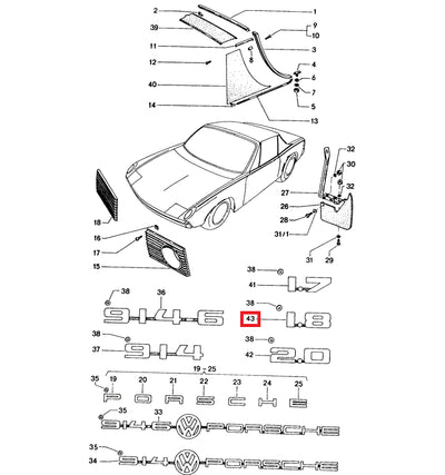 Porsche 1.8 Emblem Adhesive - 914 73-76 914-559-293-10