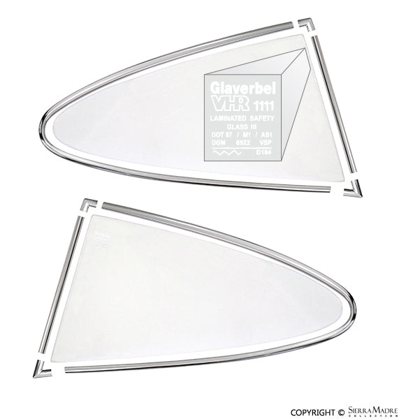 Porsche 911 RSR/RS Lightweight Glaverbel Quarter Window Glass And Aluminum Frame Set SMC-543-041-55
