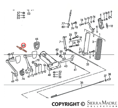 Porsche Brake Pedal Piston Rod - All 356s 50-65 356-42-029