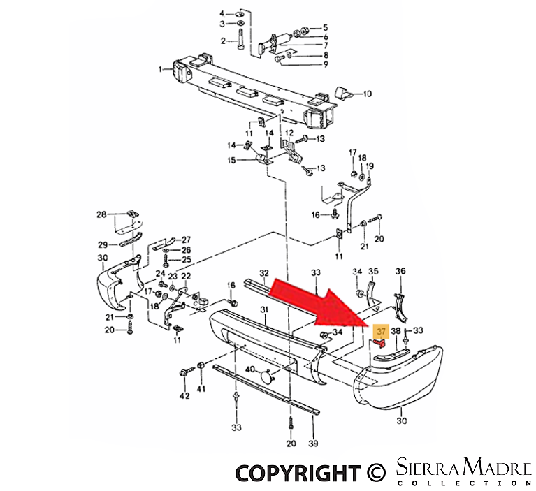 Porsche Bumper Mount - 964 89-94 964-505-625-01