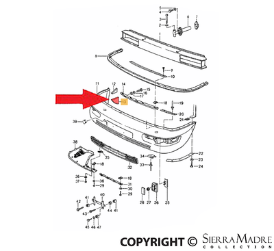 Porsche Bumper Seal Rail - Lower - 964 89-94 964-575-337-00