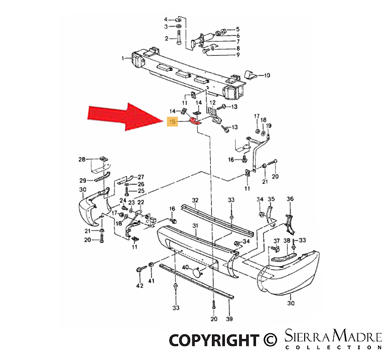 Porsche Bumper Support - 964 89-94 964-505-289-00
