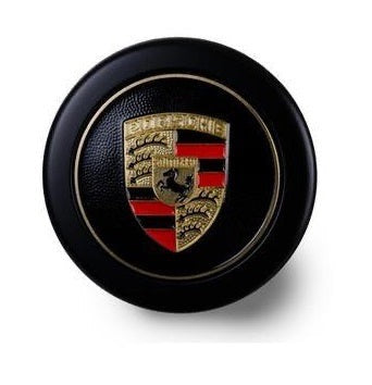 Porsche Center Cap - Black with Crest - Ring Clip - 74-89 SOW-911-038-11