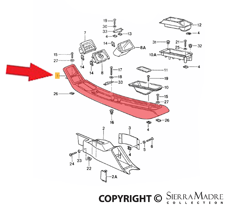 Porsche Center Console - 964 89-94 964-552-017-00