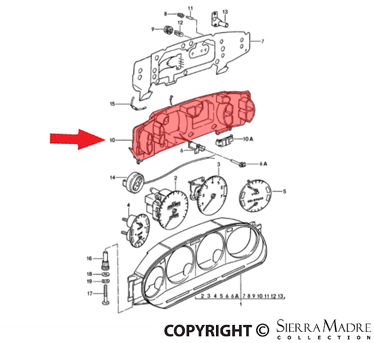 Porsche Combi-Instrument Housing - 928 78-95 928-641-968-00