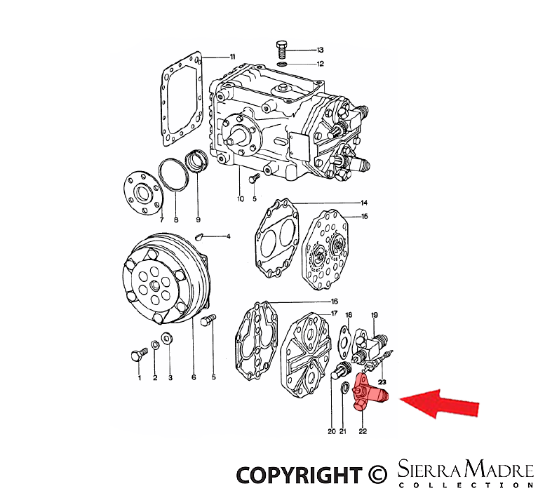 Porsche Compressor Flange Valve - 911 74-77 911-126-922-00