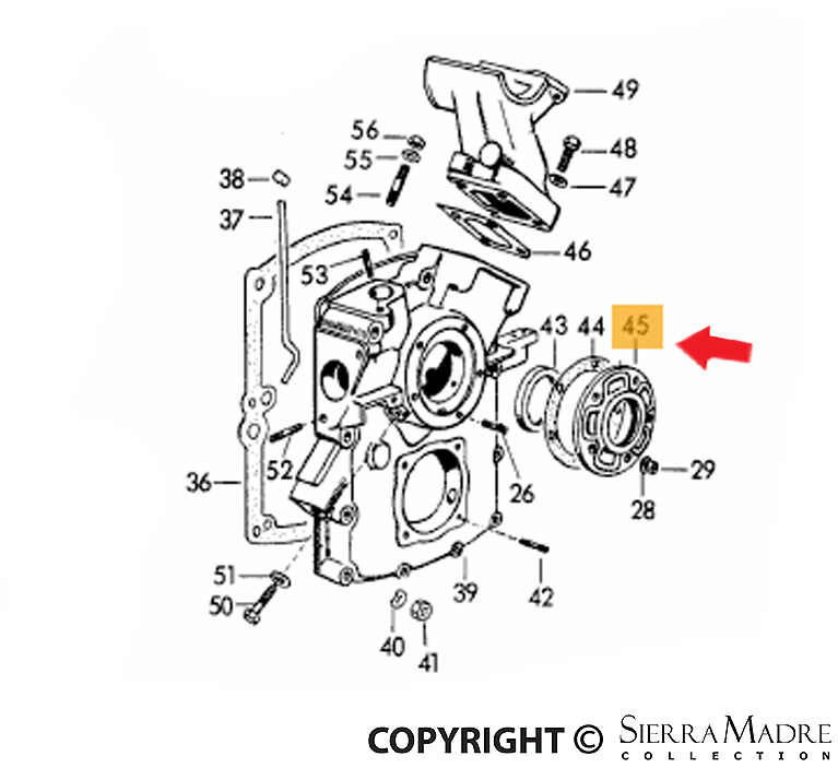 Porsche Crank Case Cover - 356/A 50-59 539-01-154