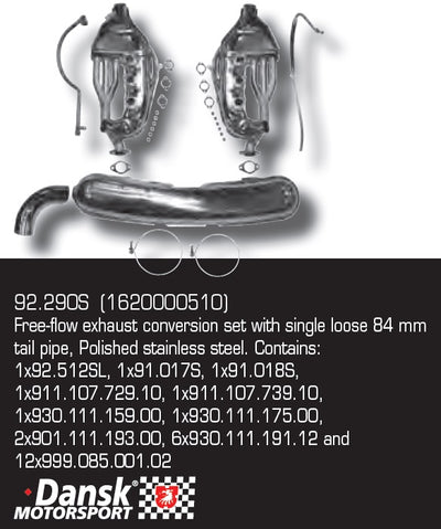 Porsche Dansk Free Flow Exhaust Conversion Kit 84-89