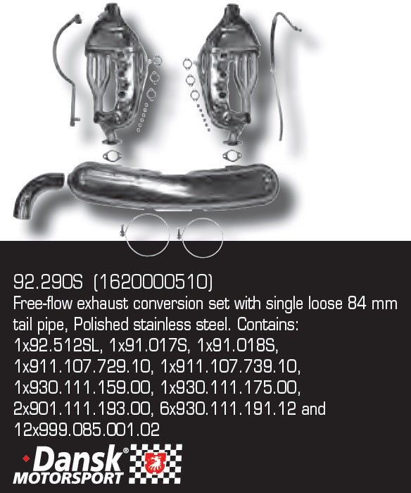 Porsche Dansk Free Flow Exhaust Conversion Kit 84-89