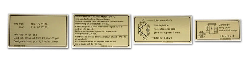 Porsche Engine Bay Decal Set - 911 3.2 84-89 SMC-006-512-SET