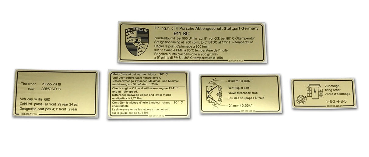 Porsche Engine Bay Decal Set - 911SC 81-83 SMC-006-509-SET