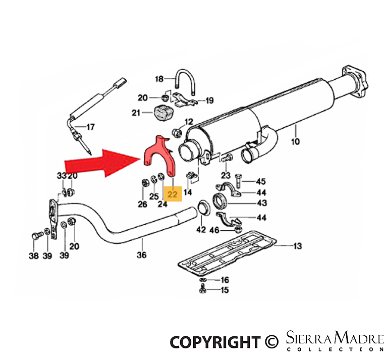 Porsche Exhaust Pipe Bracket - 924/944 80-91 931-111-061-02