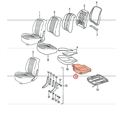 Porsche Front Seat Spring Basket - All 356s 50-65 644-521-041-01