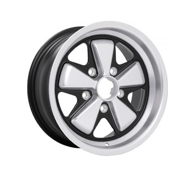 Porsche Fuchsfelge Wheel - Silver on Satin Black - 15 in SMC-16-176