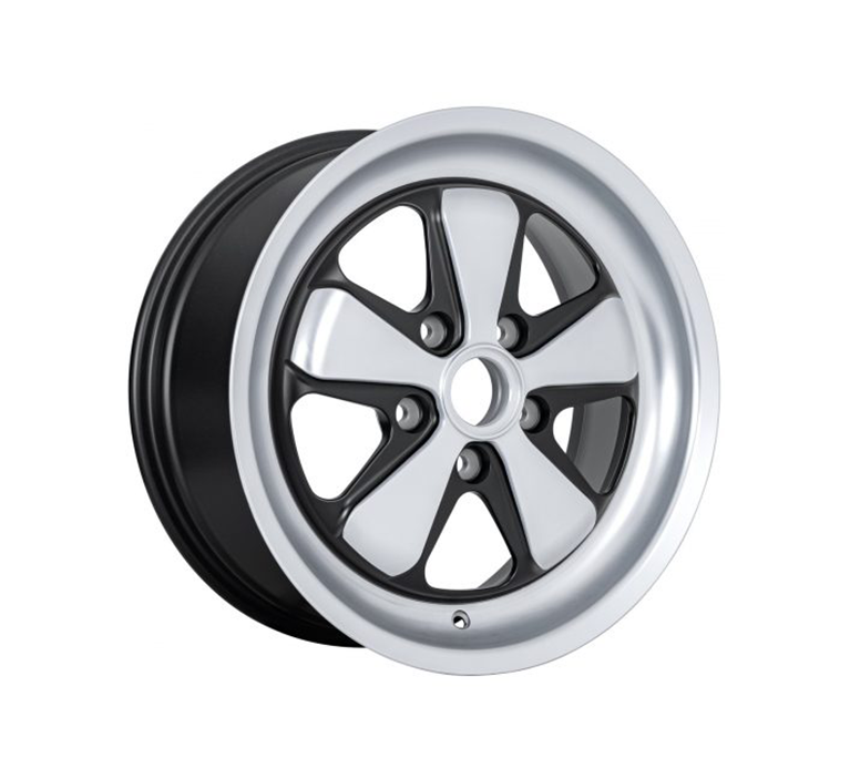 Porsche Fuchsfelge Wheel - Silver on Satin Black - 18 in SMC-16-172