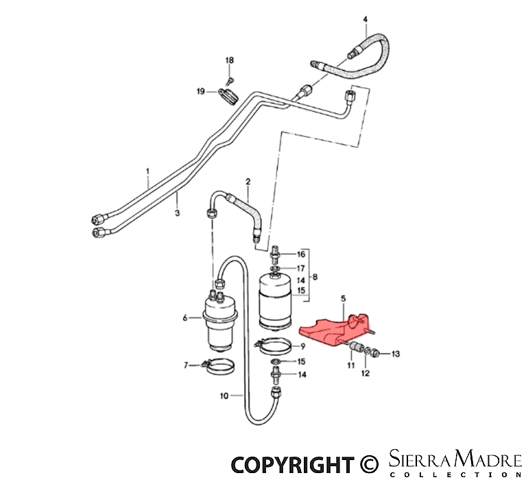 Porsche Fuel Filter Bracket - 911 930-356-041-01