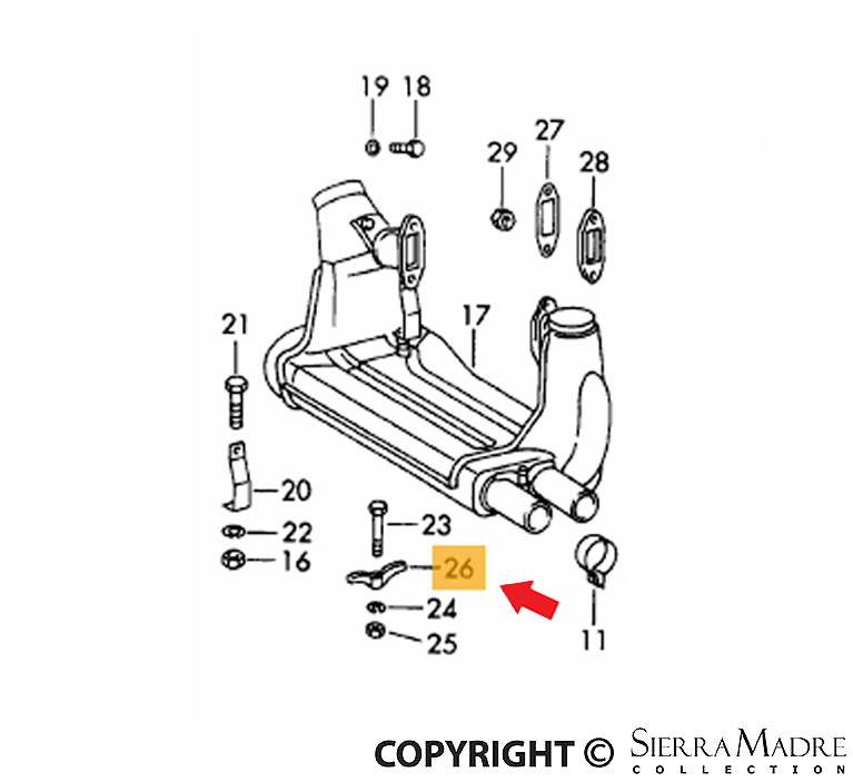 Porsche Heater Box Support - 356B/356C/911/912 60-73 616-211-240-00