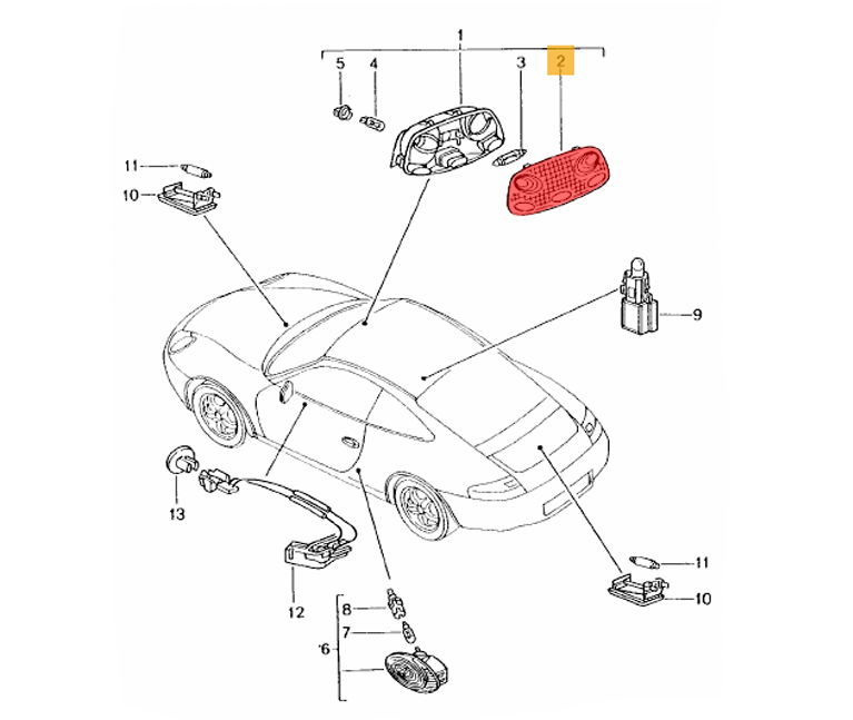Porsche Interior Light Lens - 996 98-05 996-632-153-00