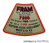 Porsche Oil Filter Decal - Fram - All 356s 50-65 644-701-009-00