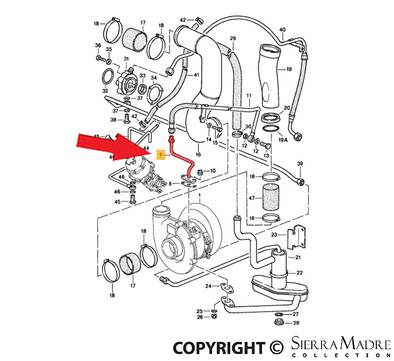 Porsche Oil Pipe - 911 87-89 930-107-124-03