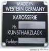 Porsche Paint & Chassis Number Plate 65-67 901-701-107-00