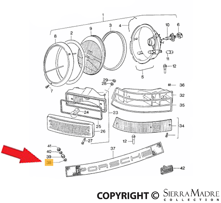 Porsche Plastic Headlight Washer - 911 74-77 911-631-602-00
