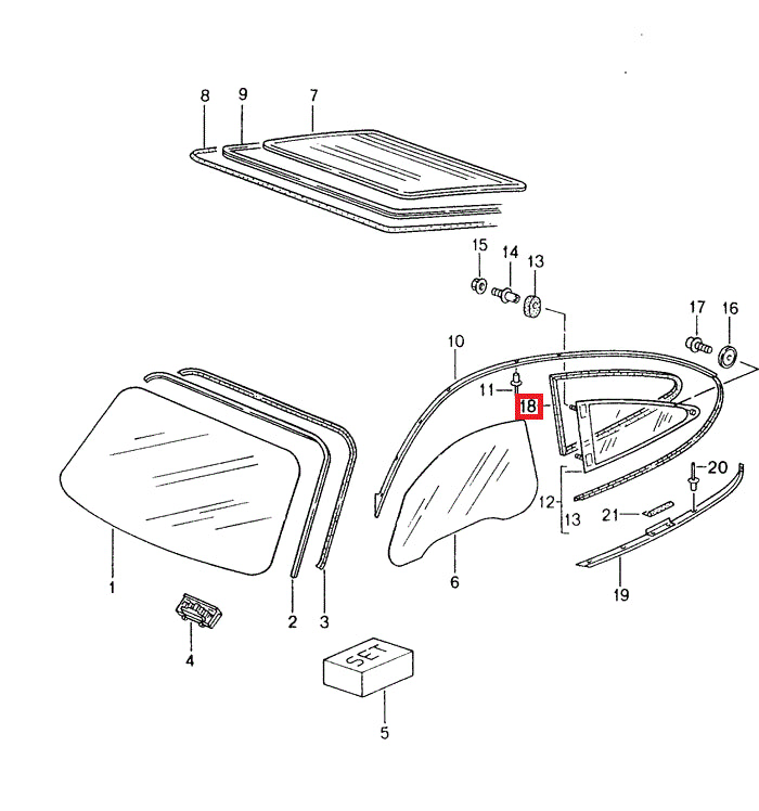Porsche Quarter Window Seal - 996 98-05 996-543-325-00