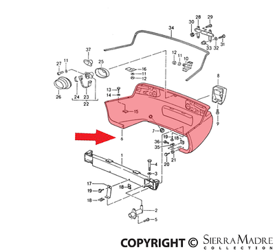 Porsche Rear Bumper Panel - 968 92-95 944-505-023-01-G2X