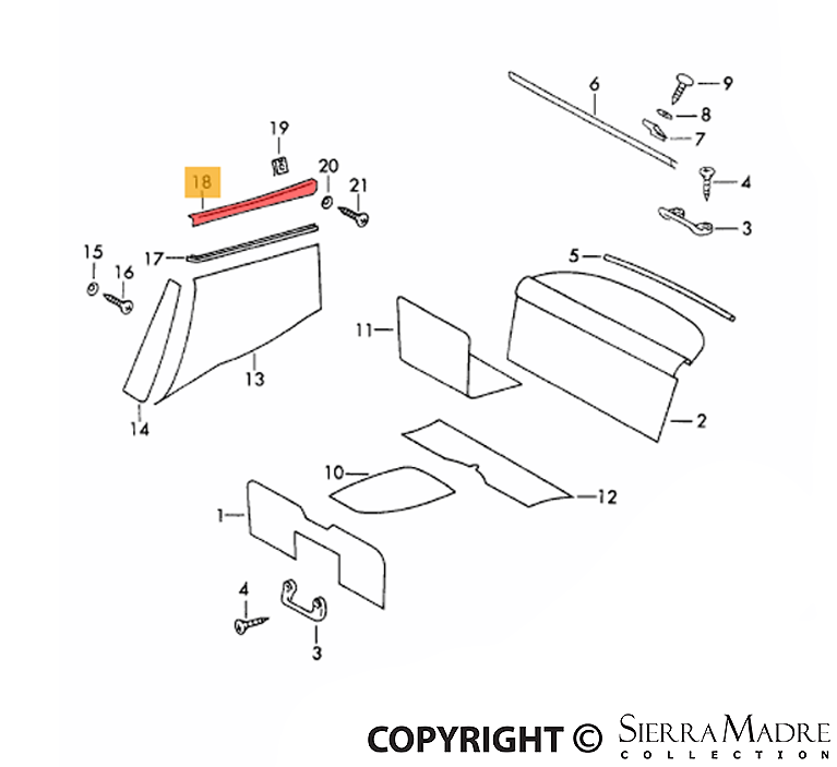 Porsche Rear Garnish Rail Set - 911/912 65-73 SMC-901-555-90