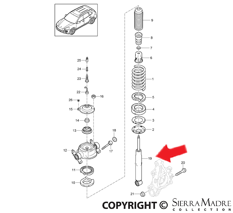 Porsche Rear Shock Absorber - Cayenne 11-14 958-333-051-00
