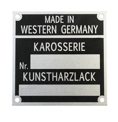 Porsche Reutter Chassis and Paint Number Badge - 911/912 69-73 901-701-107-02