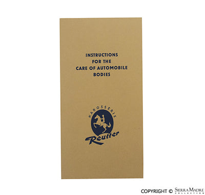 Porsche Reutter Coach Builder Instructions For The Care Of Automobile Bodies PCG-475-520